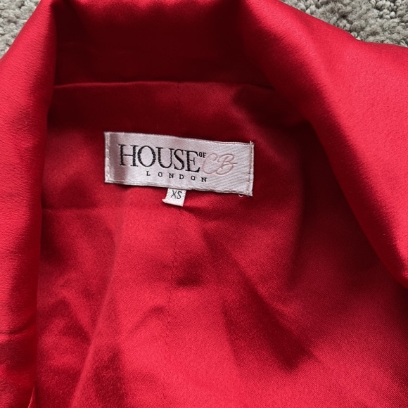 House of CB, 'Simoneta' Red satin tailored jacket dress, Size XS - Picture 9 of 11